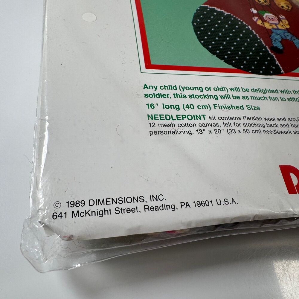 VTG DIMENSIONS Needlepoint Christmas Stocking Kit CHOCK FULL OF TOYS SEALED NEW - Picture 6 of 8